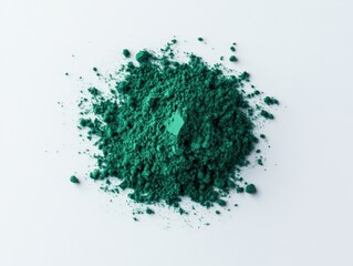 Pile of Green Powder Isolated on White Background
