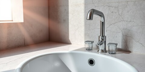 Fototapeta premium Pink & Lavender Sink Cleaner, Urban Concrete, Clean Style