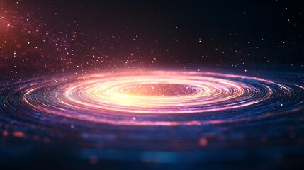 Obraz premium 3D holographic rings glowing deep-space tech background --ar 16:9