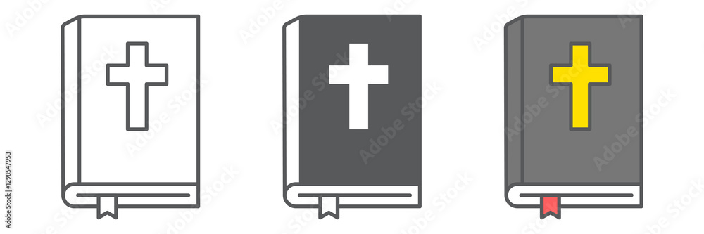 Wall mural Bible icon collection, book and pray, holy bible vector icon set, vector graphics, editable stroke outline sign, eps 10.