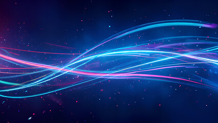 Glowing blue abstract background with dynamic lines and futuristic motion