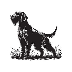 German Wirehaired Pointer Silhouette - Minimalist German Wirehaired Pointer Vector - German Wirehaired Pointer Illustration.