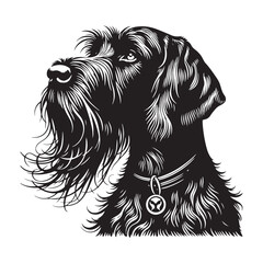 German Wirehaired Pointer Silhouette - Minimalist German Wirehaired Pointer Vector - German Wirehaired Pointer Illustration.