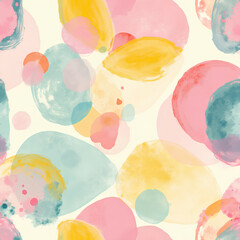 a seamless abstract background featuring overlapping translucent circles and organic shapes in a vibrant color palette. the composition includes soft shades of pink
