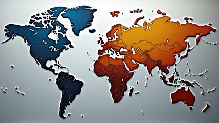 Time zone map, Modern time zone map illustration gradient from blue to gold metallic surface intricate minimal connections soft shadows