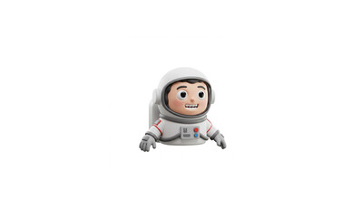 Obraz premium Ultra-Realistic 3D Render of a Cartoon Astronaut Icon, Perfectly Lit Against a Pure White Background