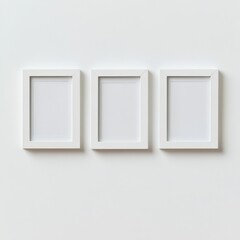 Three White Frames on a White Wall Mockup