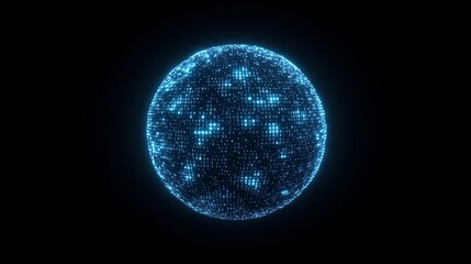 Fototapeta premium encrypted digital sphere neon blue binary codes --ar 16:9