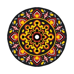 Hand drawn color mandala, botanical style natural theme, floral design. for coloring book, decoration, background, tattoo, wallpaper, sticker, illustration.
