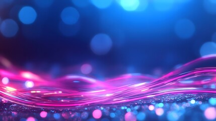 Abstract Blue and Pink Illuminated Wavy Lines Create Visual Effect
