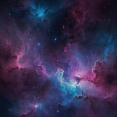 Fototapeta premium Captivating cosmic colors displaying selective focus with bokeh effect over a vibrant nebula in the night sky, showcasing shades of blue, pink, and purple