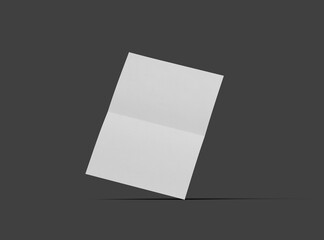 3d rendered image of an A4 sheet with a parallel bend in the center isolated on a dark grey background