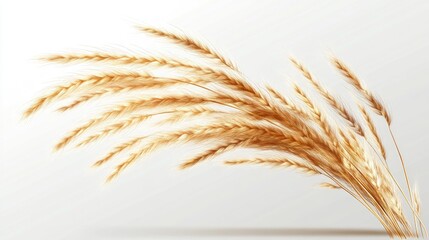Fototapeta premium Golden wheat stalk bending gently, detailed texture and warm hues, isolated on a transparent background for natural designs.