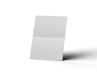 3d rendered image of an A4 sheet with a parallel bend in the center isolated on a transparent background