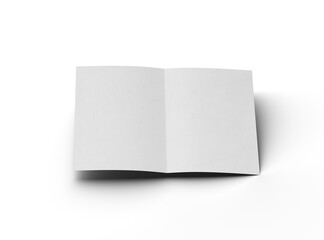 3d rendered image of an A4 sheet with a parallel bend in the center isolated on a transparent background