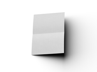 3d rendered image of an A4 sheet with a parallel bend in the center isolated on a transparent background
