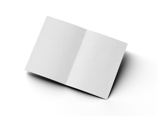 3d rendered image of an A4 sheet with a parallel bend in the center isolated on a transparent background