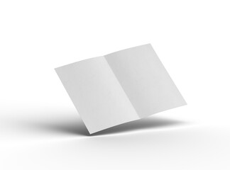 3d rendered image of an A4 sheet with a parallel bend in the center isolated on a transparent background