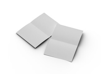 3d rendered image of an A4 sheet with a parallel bend in the center isolated on a transparent background