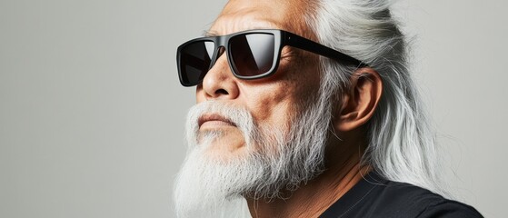 older man with white hair and sunglasses