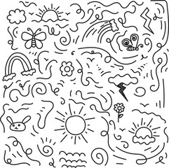 doodle background with black color and line
