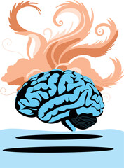 A vibrant and creative depiction of the human brain, filled with dynamic colors and intricate details. This artwork symbolizes intelligence, creativity, and imagination, making it perfect for educatio