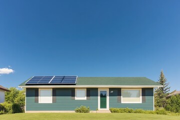 Modern home with solar panels, featuring clean design and vibran