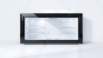 Sleek modern cabinet with a black finish and glass doors, offering stylish storage solutions and an elegant display for any contemporary living space or kitchen.   