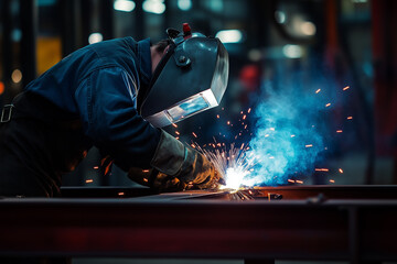 A man is welding, a welder is doing his job. Good for any project.