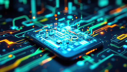 Smartphone Circuit Board Technology Closeup Abstract Design
