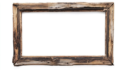 Old rustic wooden frame , isolated on a white background