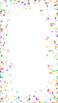 colorful confetti frame border isolated on transparent background, png vertical birthday party overlay celebration social media design element	