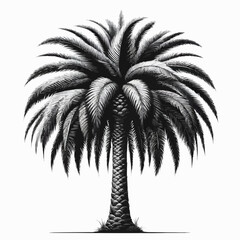 Obraz premium Detailed black palm tree illustration, artistic style, bold monochrome design