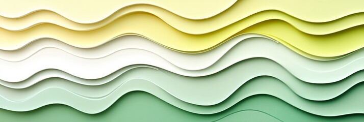 Fototapeta premium Abstract Background with Modern 3D Layered Wave Pattern Monochromatic Green and Yellow Gradient