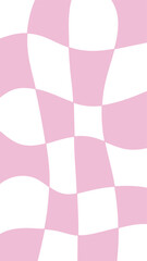 Vibrant Groovy Checkered Background Vector Illustration &ndash; Retro Psychedelic Wavy Checkered Pattern Aesthetic Phone Wallpaper in Trendy 70s and Y2K Style