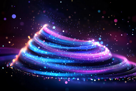 Radiant abstract concentric rings glowing in vibrant colors, pulsating with energy and expanding in a rhythmic display of light and color spectrum