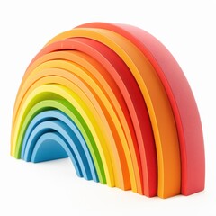 Fototapeta premium Colorful Wooden Rainbow Stacking Toy Arch Kid s Educational Play Montessori Learning Curve