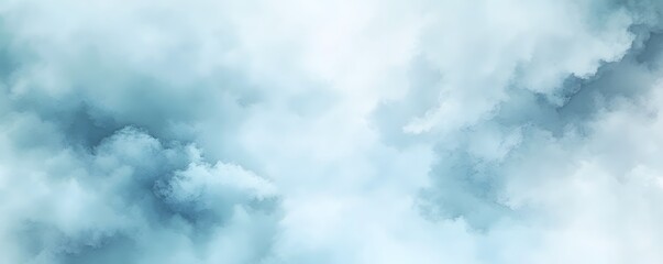 Fototapeta premium Soft fluffy cumulus clouds fill a bright serene azure sky