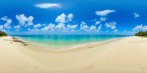Fototapeta premium A pristine tropical beach. Texture environment map for lighting and reflection - Equirectangular 360 degree landscape - Equirectangular 360 degree landscape