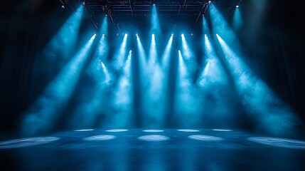 Dramatic blue stage lighting in theater high resolution hd picture