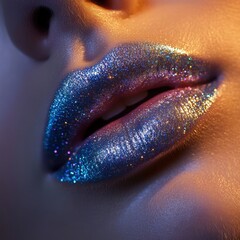 Close-up of shimmering glitter lips