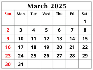February 2025 ENGLISH winter month calendar. png transparent printable illustration. Monthly