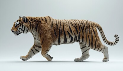 Majestic Tiger Walking Gracefully in a Studio Setting