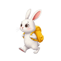 Fototapeta premium white rabbit bagpack isolated