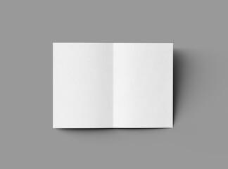 3d rendered image of an A4 sheet with a parallel bend in the center isolated on a light grey background