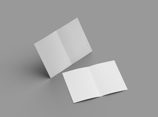 3d rendered image of an A4 sheet with a parallel bend in the center isolated on a light grey background