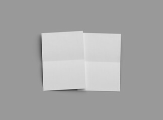 3d rendered image of an A4 sheet with a parallel bend in the center isolated on a light grey background
