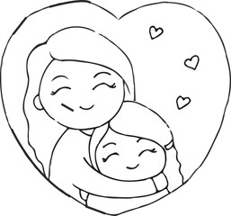 How to draw cute mom and daughter easy drawing 