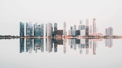 Fototapeta premium Stock image featuring the cityscape of Singapore on a white background