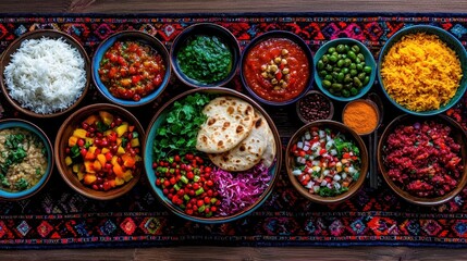 Fototapeta premium Traditional Suhoor Platter with Fusion of Flavors and Fresh Ingredients